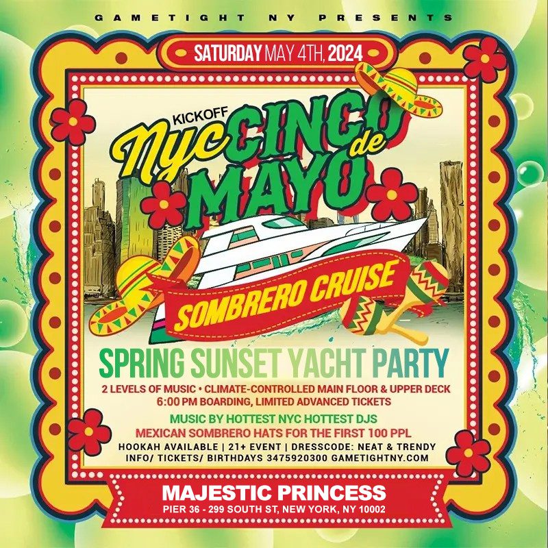 CINCO DE MAYO NYC SUNSET YACHT PARTY CRUISE