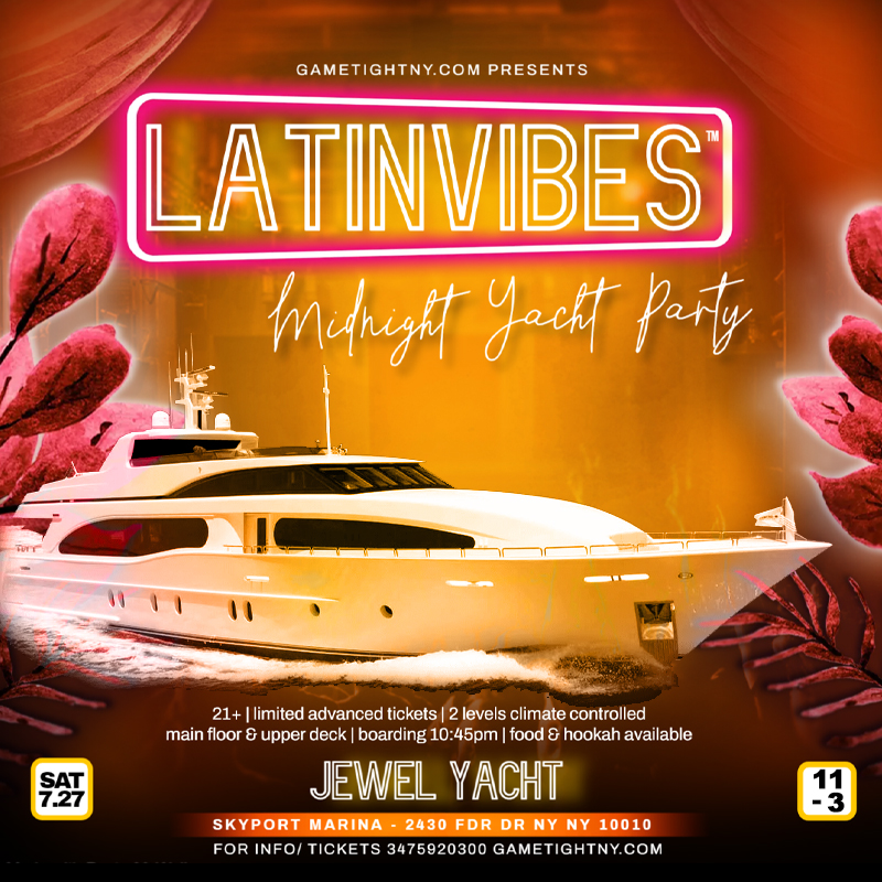 Latin Vibes™ Dance the Wave NYC Midnight Jewel Yacht Party Cruise 2024